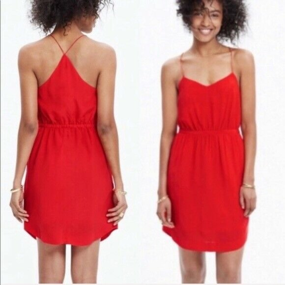 Madewell Dresses & Skirts - Madewell 100% Silk Starview Red Cami Dress 6